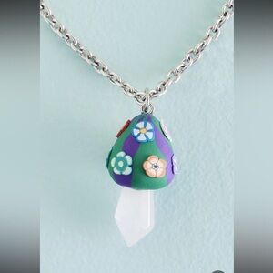 Clear Quartz Mushroom Flower Necklace, WNT